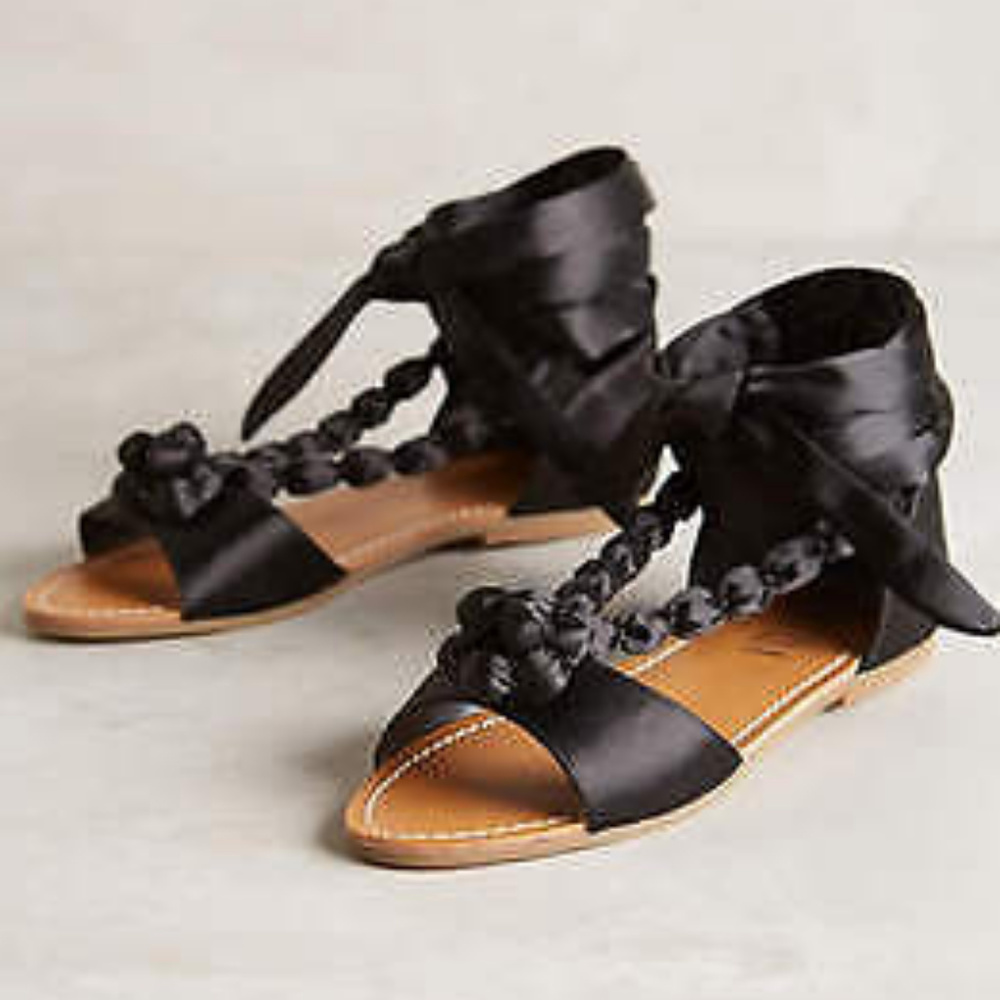 NWB ANTHRO BIlly Ella Satin Beaded Sandals 6 $188